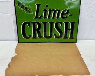 NOS Emb. Lime Crush Tin Tacker Sign, 20 x 14 in.