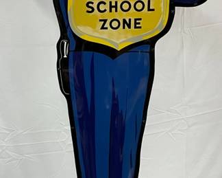 Coca-Cola Policeman School Crossing Sign with Coca-Cola Base, AM52, 30×63