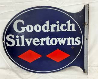 Porc. Goodrich Silvertowns Flange Sign, 24in x 19in