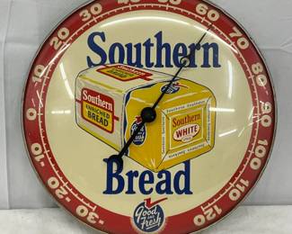 12in. Southern Bread Advertising Pam Clock Co. Thermometer