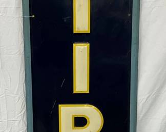 1940 Emb. U.S. Tires Advertising Sign, 19x73