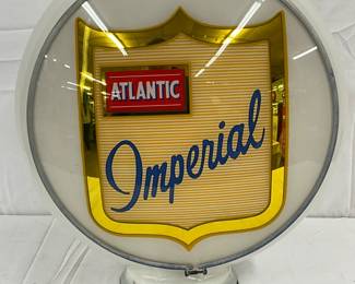 13in. Atlantic Imperial Gas Pump Globe in Solid Milk Glass