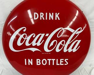36in. Coca-Cola Button with ‘Drink Coca-Cola in Bottles’ Slogan