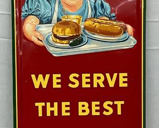 1952 Emb. Sunbeam Bread Vertical  Sign, Self Framed, 19 x 55