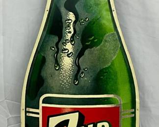 1962 7Up Die Cut Self Framed Advertising Sign, 13 x 44 1/2in. 