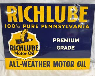 16x12 Richlube Motor Oil Metal Sign 