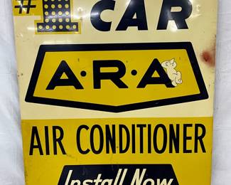40x58 ‘ARA Air Conditioner’ Sign with Wooden Framed Back
