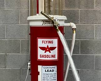 Restored 10g. Flying A Tokheim Model 610 Visible Gas Pump with Banana Nozzle and Metal Globe