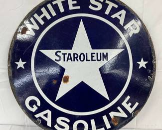DSP White Star Gasoline Sign, 30 Inches