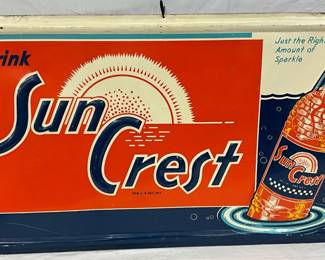 41×23 Emb. Suncrest  Metal Advertising Sign, Self-Framed and Bottle Graphic