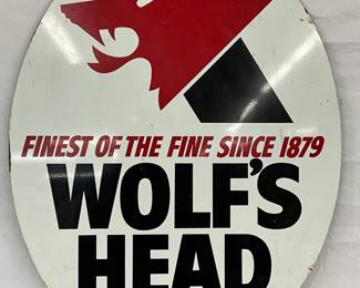 1976 Wolf’s Head Motor Oil Metal Advertising Sign, 23x30