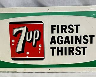 1966 Emb. Metal 7UP Advertising Sign by Stout Sign Co., 24 x 12in. 