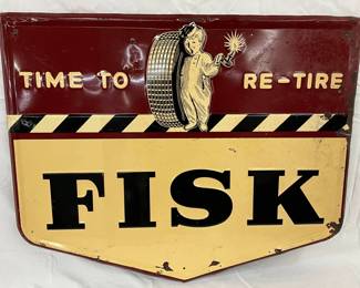 40x32 Emb. Fisk Tire Sign with Fisk Boy 