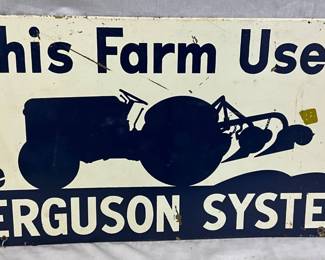 Ferguson System Tractor and Plow Advertising Sign, 22 x 11 