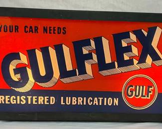 Rare Early Gulfflex Light-Up Countertop Sign, 20x8in. 