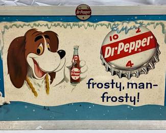 Dr Pepper 'frosty man-frosty!'  Cardboard Framed Advertising Sign, 27in x 17in
