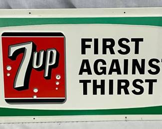 1966 Emb. 7UP 'Fight Against Thirst' Sign, 30x12in