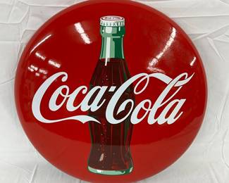 24in. Coca-Cola Advertising Button with Bottle Graphic