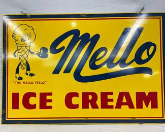 1968 Mello Ice Cream DS Metal Sign by Scioto Signs, 36in x 24in