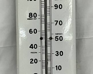Early Porcelain Convex Thermometer Advertising Red Goose School Shoes, Measures 7x27in. 