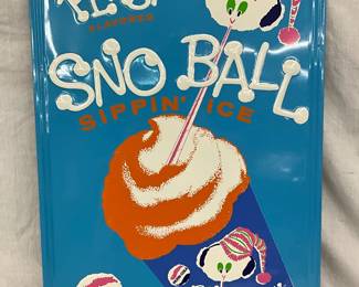Emb. Pepsi ‘Sno Ball’ Sippin’ Ice Sign, 23 x 35 Inches