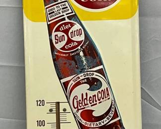 Emb. Diet Golden Cola  'Sugar Free' Thermometer, 7 1/2 x 27 in.