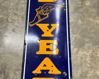 22×94 Inch Porcelain Goodyear Tires Vertical Sign