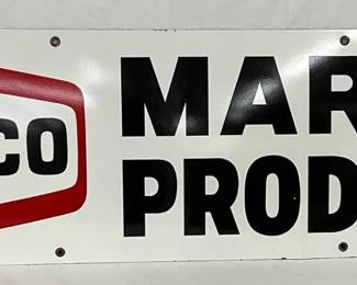 96in. Porc. Texaco Marine Products Sign with Original Grommets