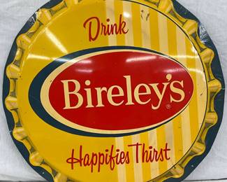 29in. 1963 Bireley’s Cap-Shaped Convex Tin Advertising Sign