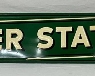 72x12 Emb. Quaker State Oil Metal Sign, Self-Framed