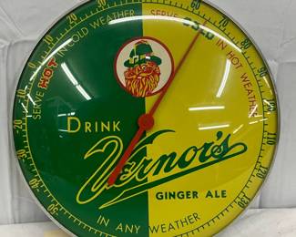 12in. Vernors Ginger Ale Thermometer with Glass Face