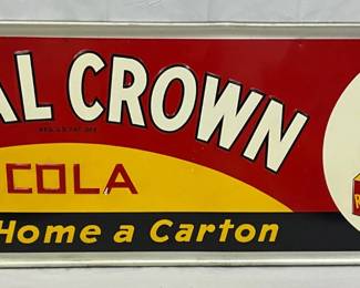 54×18 Emb. Royal Crown Cola Advertising Sign With Six-Pack Graphic
