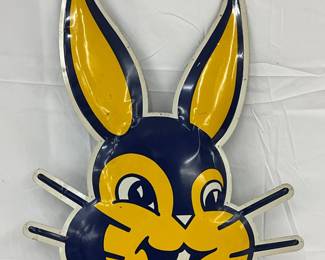 1965 Bunny Bread Metal Convex Die-Cut Sign by Stout Sign Co. 28x38