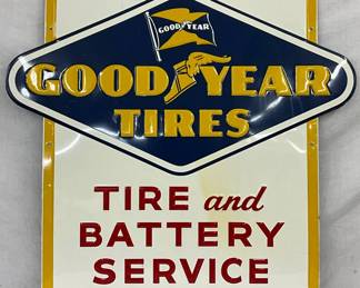 1956 Emb. Goodyear Tires Metal Advertising Sign, 36in x 36in