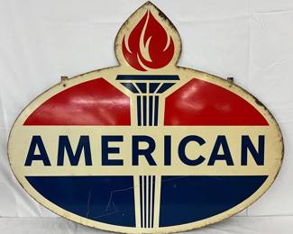 48×40 DSP American Gasoline Sign with Flame 