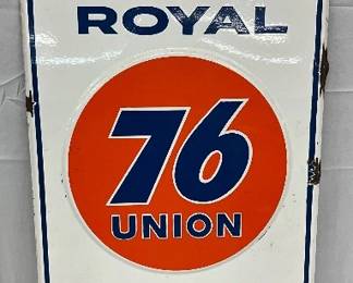 14×18 Porc Emb  76 Union Gasoline Pump Plate