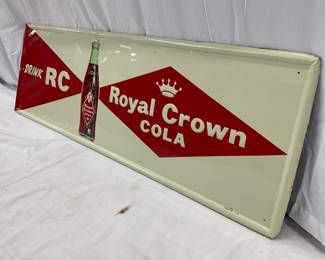 1960 Metal Embossed Royal Crown Cola Sign, 53×18, Self-Framed