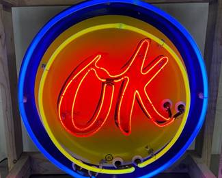 24-Inch OK Porc. Neon Sign in Wooden Crate
