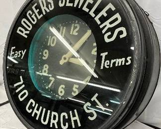 Rogers Jewelers Neon Clock, 20 1/2 In