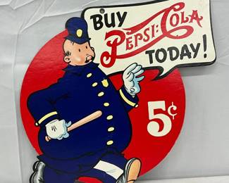 5-Cent Pepsi-Cola ‘Pepsi Pete’ Cardboard Hanging Sign, 13 in. x 13 in.
