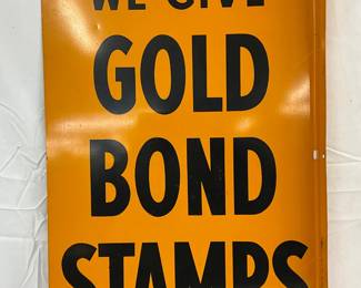 DS Gold Bond Stamps Flange Sign by Stout Sign Co.,  Measures 18x38