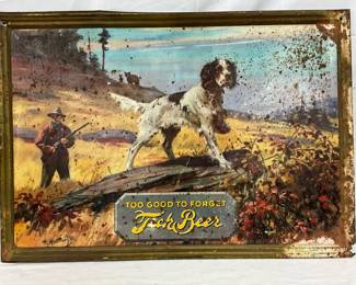 Fech Beer Self Framed Metal Sign Featuring Hunting Scene 26 1/2 x 18 