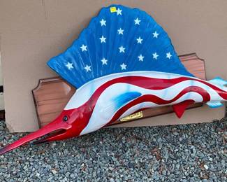 Patriotic-Themed 5-Foot Sailfish Replica Wall Mount