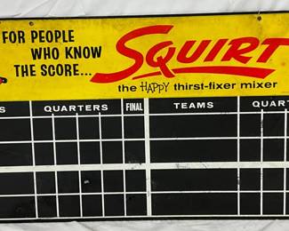 1961 Squirt DS Masonite Scoreboard, 32 x 16 in.