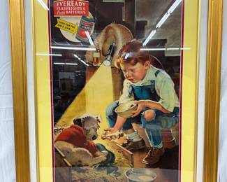 Frances Tipton Hunter Eveready Battery Advertisement, Framed, 30in x 39in