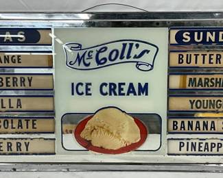28 x 13 G.P. Gundlach & Co. McColl’s Ice Cream  Advertising Menu Board Mirror