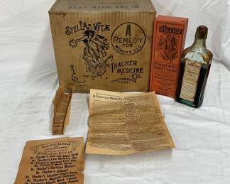 Stella Vitae Thatcher Medicine Lot with Original Box and 11 Medicine Bottles
