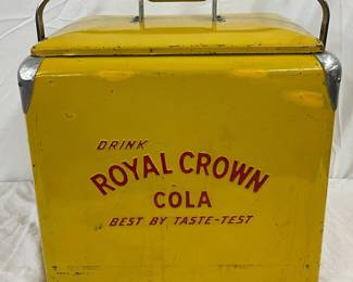 Emb. Royal Crown Cola Cooler with Lid and Handle, 18x19