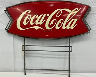 1962 Coca-Cola Fishtail Rack Sign, 16 x 16 Inches