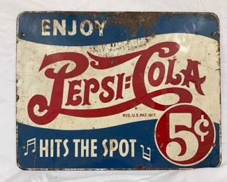 11×8 1/2 Pepsi-Cola Double Dot Sign With ‘Hits the Spot’ Slogan